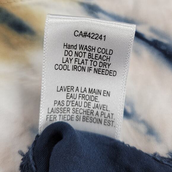 Young Fabulous & Broke Womens Susan Shirt Medium Blue T an Tie Dye Button Down - Picture 9 of 12